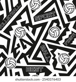 Sport monochrome seamless vector pattern