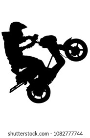Sport motor scooter and man on white background