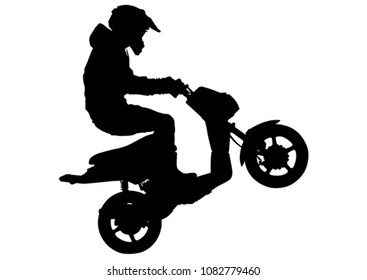 Sport motor scooter and man on white background