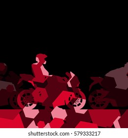 Sport motorbike riders motorcycles silhouettes in abstract wax comb cell mosaic background illustration vector
