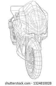 Sport Motorbike technical wire-frame. Vector rendering of 3d.