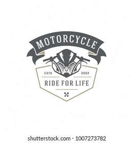 Sport motorcycle logo template vector design element vintage style for label or badge retro illustration. Motorcycle silhouette.