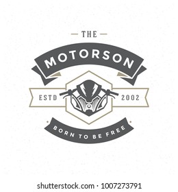 Sport motorcycle logo template vector design element vintage style for label or badge retro illustration. Motorcycle silhouette.