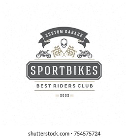 Sport motorcycle logo template vector design element vintage style for label or badge retro illustration. Motorcycle silhouette.