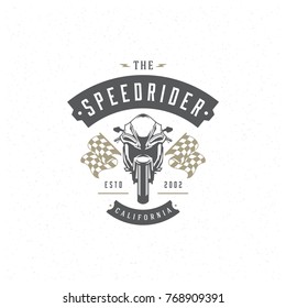Sport motorcycle logo template vector design element vintage style for label or badge retro illustration. Motorcycle silhouette.