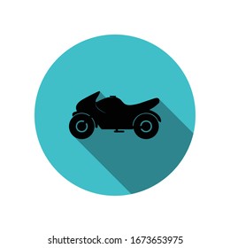 Sport motorcycle long shadow icon. Simple glyph, flat vector of transport icons for ui and ux, website or mobile application