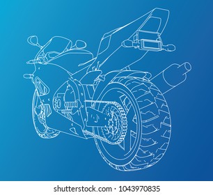 Sport motorcycle technical wire-frame. Vector illustration. Tracing illustration of 3d.
