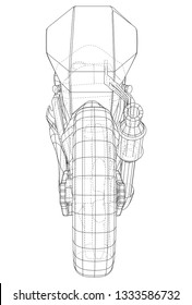 Sport motorcycle technical wire-frame. Vector illustration. Tracing illustration of 3d.
