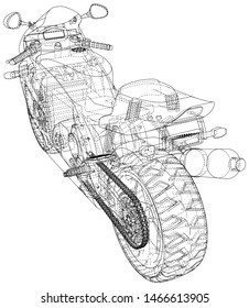 Sport motorcycle technical wire-frame. Vector illustration. Tracing illustration of 3d.