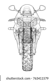 Sport motorcycle technical wire-frame. Vector illustration. Tracing illustration.