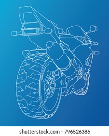 Sport motorcycle technical wire-frame. Vector illustration. Tracing illustration of 3d.