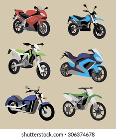 Sport Motorcycle vector image design set. 