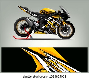 Sport motorcycle wrap design. Racing background livery for racing motorcycle vinyl wrap vector 