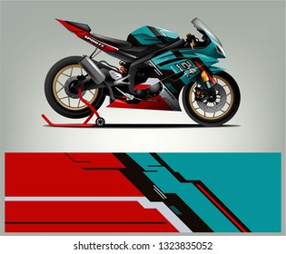Sport motorcycle wrap design. Racing background livery for racing motorcycle vinyl wrap vector 