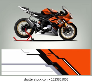 Sport motorcycle wrap design. Racing background livery for racing motorcycle vinyl wrap vector 