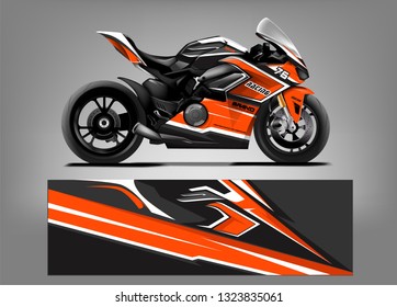 Sport motorcycle wrap design. Racing background livery for racing motorcycle vinyl wrap vector 