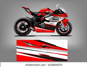 Sport motorcycle wrap design. Racing background livery for racing motorcycle vinyl wrap vector 