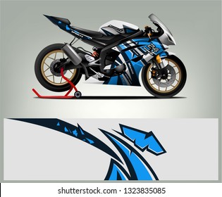 Sport motorcycle wrap design. Racing background livery for racing motorcycle vinyl wrap vector 