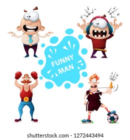Sport, music, officeman football characters Vector eps 10