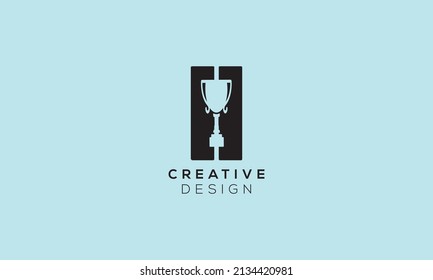 sport negative space icon champion ship trophy icon logo