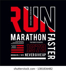 Sport New York run typography, tee shirt graphics, vectors - Vector