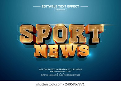 Sport news 3D editable text effect template