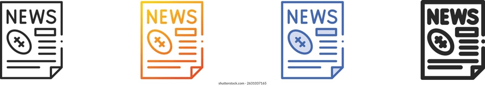 icono de noticias deportivas. Diseño lineal delgado, degradado, trazo azul y estilo audaz aislado sobre fondo blanco