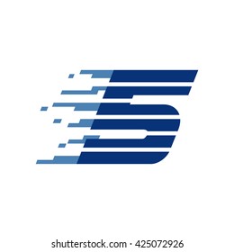 Sport number five logo with fast speed lines. 