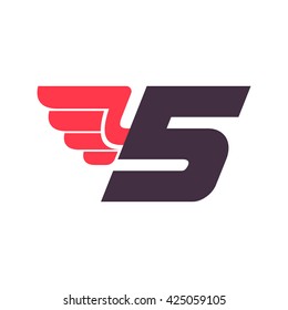 Sport number five logo with wing.
