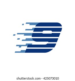 Sport number nine logo with fast speed lines.