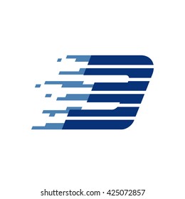 Sport number three logo with fast speed lines.