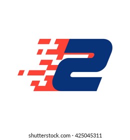 Sport Number Two Logo With Abstract Checkered Flag. 