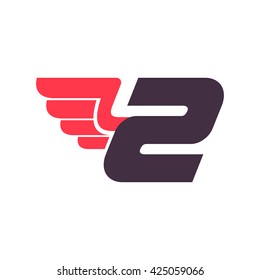 Sport number two logo with wing. 
