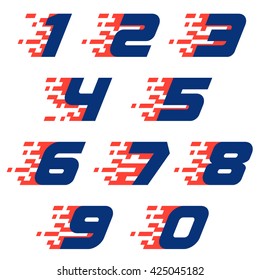 Sport numbers set with abstract checkered flag. 