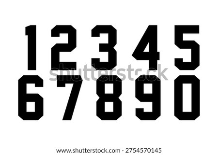Sport numbers set. Athletic digit font. Varsity style numbers symbol. Vector illustration.