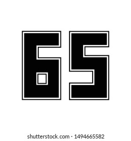 sport numder 65 shape vector isolated on white background