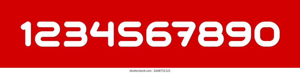 Sport numeric font, dynamic football team numbers letters alphabet, bold rounded jersey typography. Numeric symbol set for sportswear design, modern soccer league typography. Vector typeset