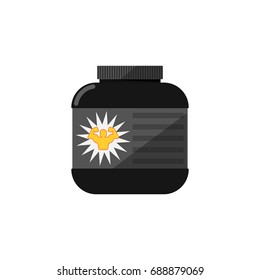 Sport nutrition container isolated vector icon. Athletic equipment, healthy lifestyle, fitness activity vector illustration.