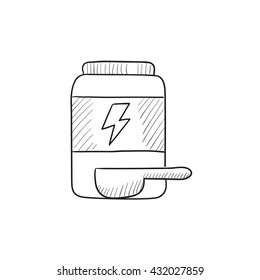 Sport nutrition container vector sketch icon isolated on background. Hand drawn Sport nutrition container icon. Sport nutrition container sketch icon for infographic, website or app.