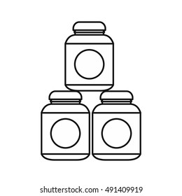 Sport nutrition containers icon in outline style on a white background vector illustration