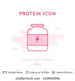 Sport nutrition icon isolated on white. Sports equipment vector logo. Modern pictogram for web graphics