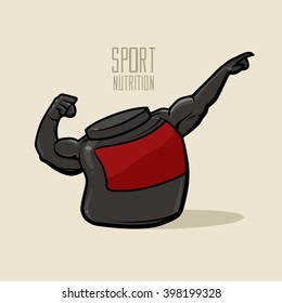 sport nutrition icon, love fitness, health, idea for logo, sport nutrition shop concept, gym, power, strong hands, vector illustration