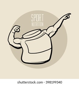 sport nutrition icon, love fitness, health, idea for logo, sport nutrition shop concept, gym, power, strong hands, vector illustration