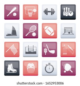 Sport objects icons over color background - vector icon set