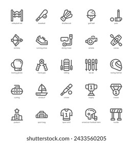 Pack de iconos deportivos y olímpicos para tu sitio web, móvil, presentación y diseño de logotipo. Diseño de contorno de icono deportivo y olímpico. Ilustración de gráficos vectoriales y trazo editable.