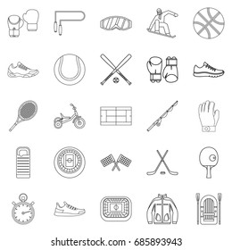 Sport on the grass icons set. Outline set of 25 sport on the grass vector icons for web isolated on white background