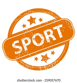 Sport orange grunge rubber stamp on a white background. Vector illustration