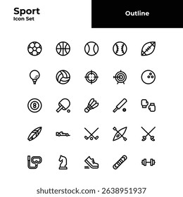 Sport outline icon set, Kind of Sport black line icon set.
