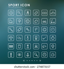 sport outline icons with blur background