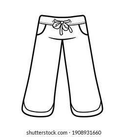 Sport pants outline for coloring on a white background